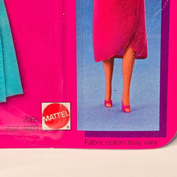 VTG Barbie Fashion Fun Outfit 2086 Teal Dress & Silver Belt 1985 Mattel MOC - Picture 2 of 4